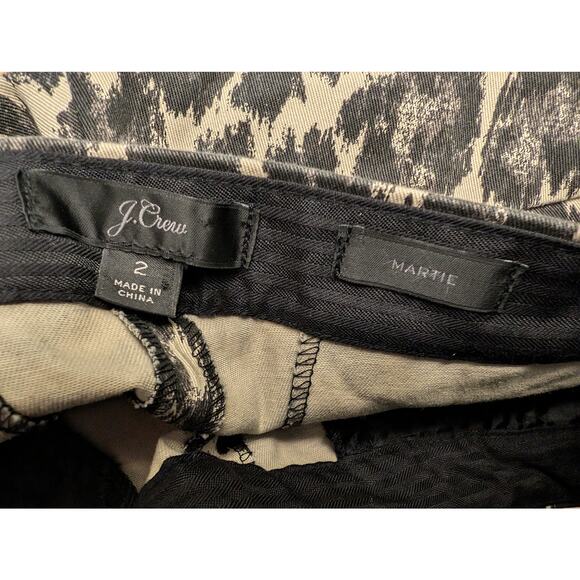 J. Crew Martie Slim Crop Trouser Pant Size 2 Leopard Stretch Cotton - Picture 4 of 5